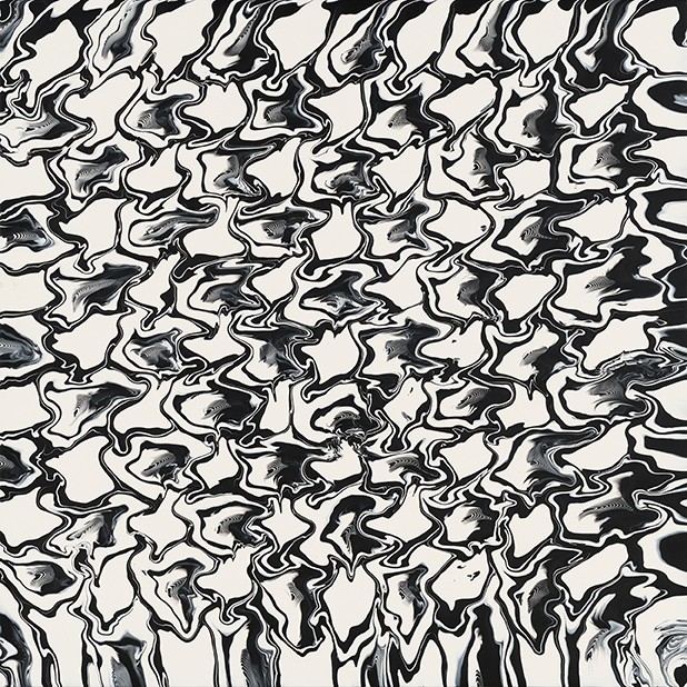 Alex Spremberg, Liquid Grid #15, 2011, enamel on wood, 60 x 60 x 3cm