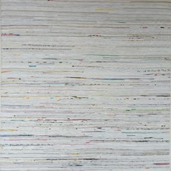 Eveline Kotai, Trace Elements 5, 2011, oil, acrylic, nylon thread on canvas, 120 x 120cm