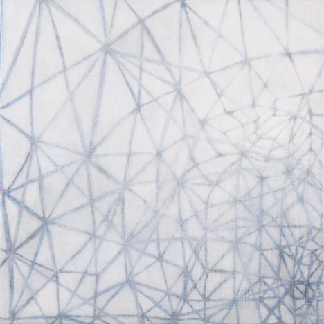 Mel Dare, Connections 1, 2015, acrylic paint and ink on linen, 25 x 25cm