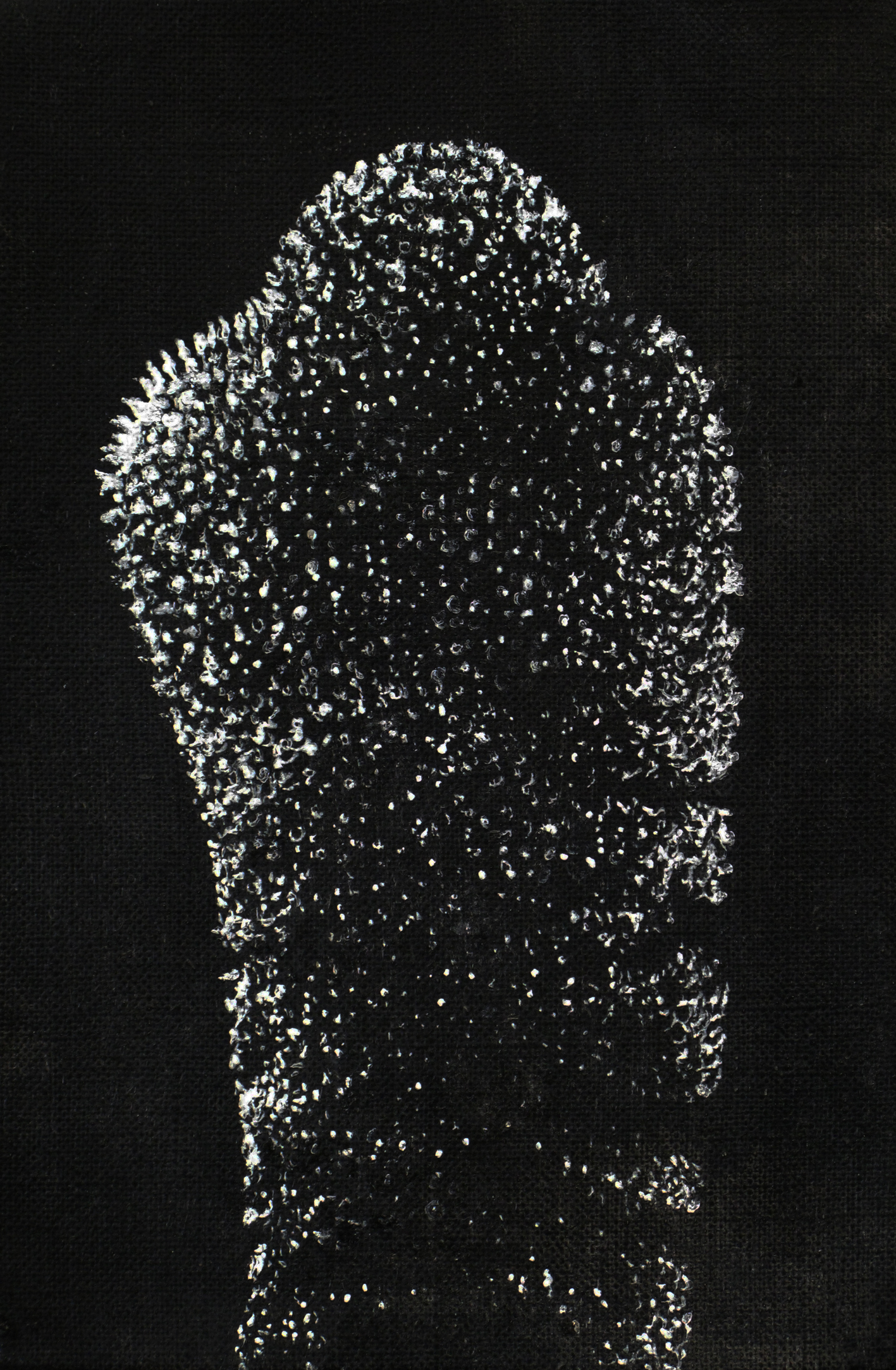 Mel Dare, Fabricate 1, 2015, acrylic paint and ink on linen,  15 x 10cm