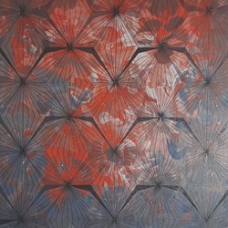 Paul Caporn, Red Mark Tessellation, 2019, acrylic on board, 48 x 40cm