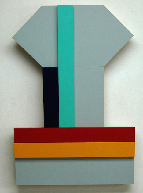 Paul Moncrieff, Pan-Arch Grey 2, 2016, acrylic on ply assembled panels, 60 x 90cm