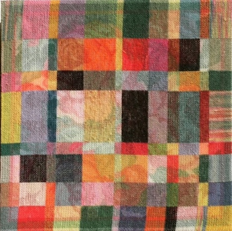 Eveline Kotai, Bed of Roses, 2012-2016, various threads on tapestry print, 36 x 36cm