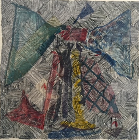 Ruth Vickers, Quantum 2, 2016, stitch and dye on canvas, 37 x 37cm