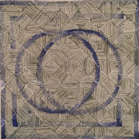 Ruth Vickers, Quantum II, 2016, stitch and dye on canvas, 37 x 37cm