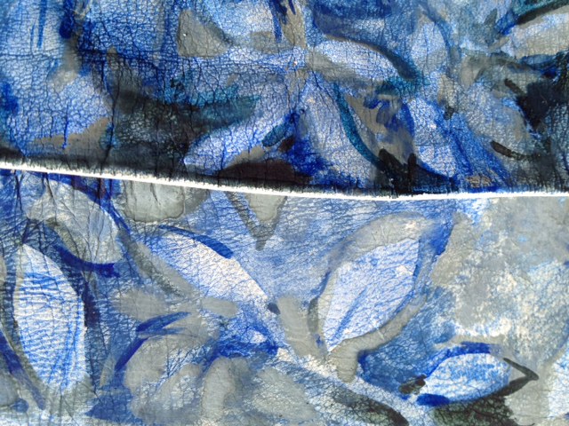 Valerie Tring, Sonnet: camellia leaves for a love lost, 2016, watercolour on found kidskin gloves, 28 x 22cm