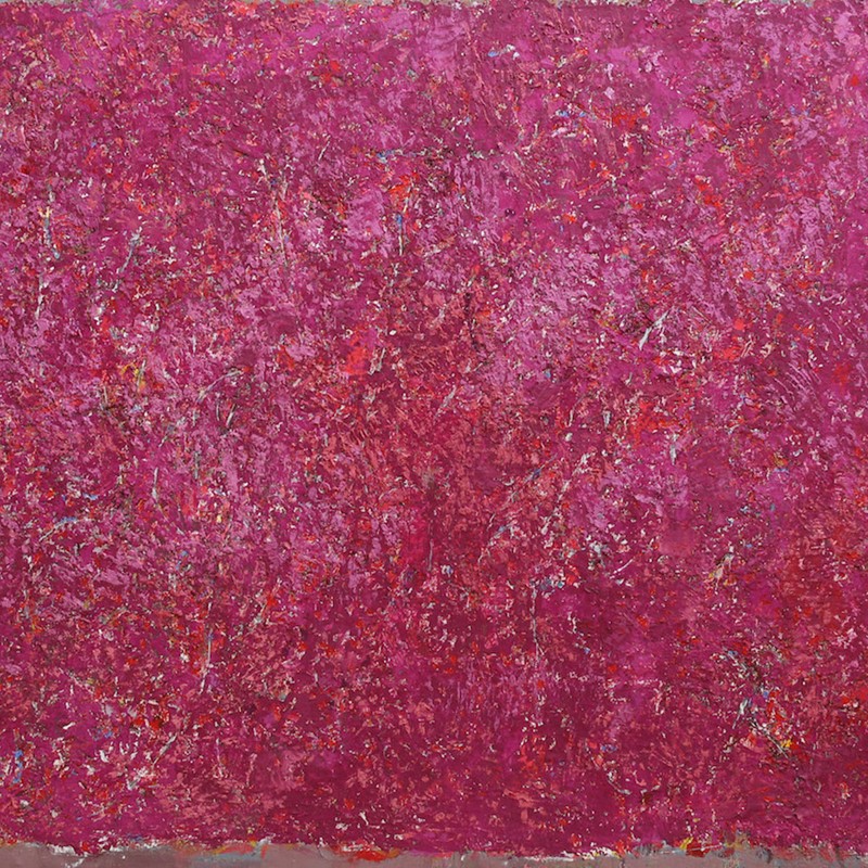 Michele Theunissen, Pink Crust (detail), 2016-2019, artist's ink, encaustic wax, pigment, oil on linen, 106 x 140cm