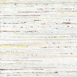Eveline Kotai, Trace Elements 6 2017, oil, acrylic, nylon thread on linen, 84 x 84cm