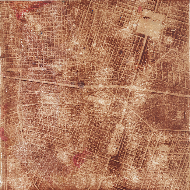 Merrick Belyea, The Bombing of Darlinghurst, 2014, oil on board, 120 x 120cm