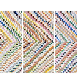 Eveline Kotai, Florentine, 2017, acrylic, nylon thread, linen on board, 47 x 23cm each (3 panels)