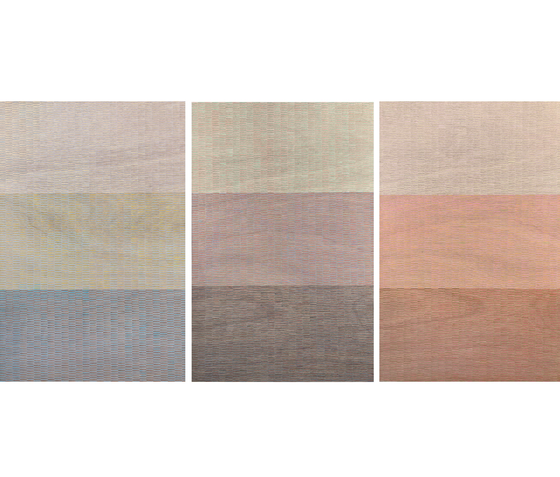 Eveline Kotai, Breathing Pattern 2019, acrylic on wood, 122 x 243cm (3 panels). Art Gallery of Western Australia