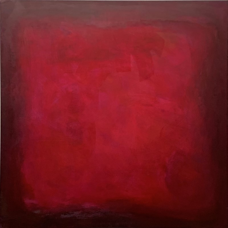 Evaporate, 2018-2019, glue size, egg tempera, pigment on canvas, 102 x 102cm