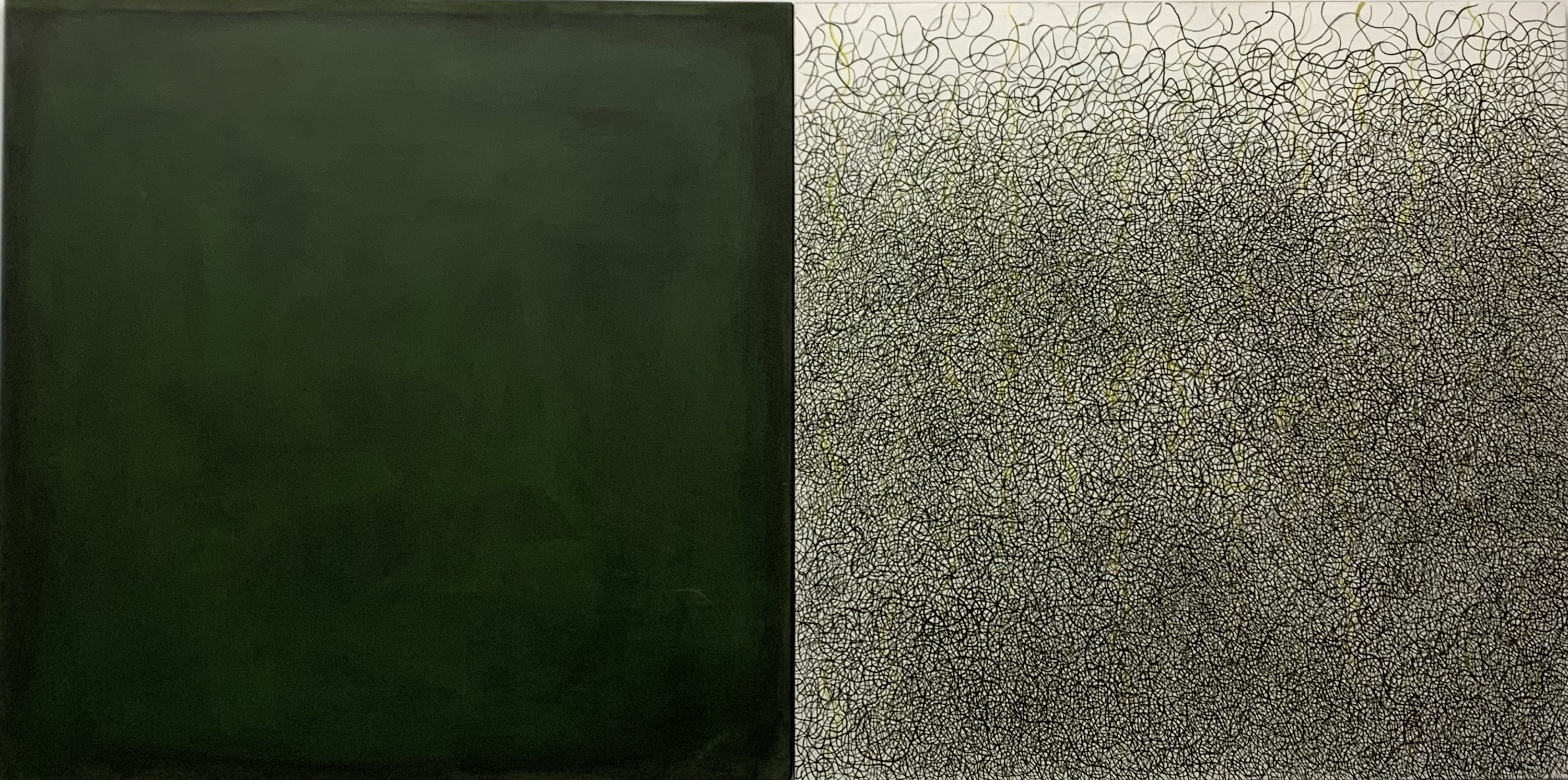 Michele Theunissen, Empty, 2019, size, egg tempera, pigment, artists inks on canvas, 102 x 204cm (diptych)