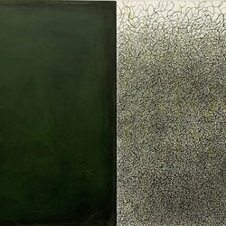 Michele Theunissen, Empty, 2019, size, egg tempera, pigment, artists inks on canvas, 102 x 204cm (diptych)