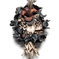 Sarah Elson, Fasciation (Cymbidium and Paw Paw Flowers), 2019, recycled silver and copper, 15 x 23 x 8cm. St John of God Health Care Collection