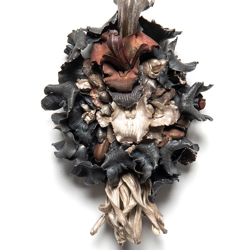 Fasciation (Cymbidium and Paw Paw Flowers), 2019, recycled silver and copper, 15 x 23 x 8cm. St John of God Health Care Collection