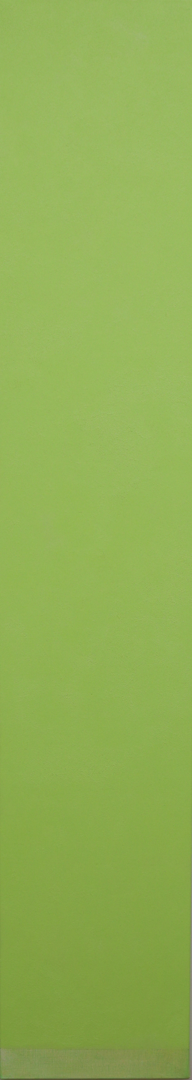 Michele Theunissen, Green Yellow, 2016-19, pigment, egg tempera, oil, mica on canvas, 167.5 x 30cm