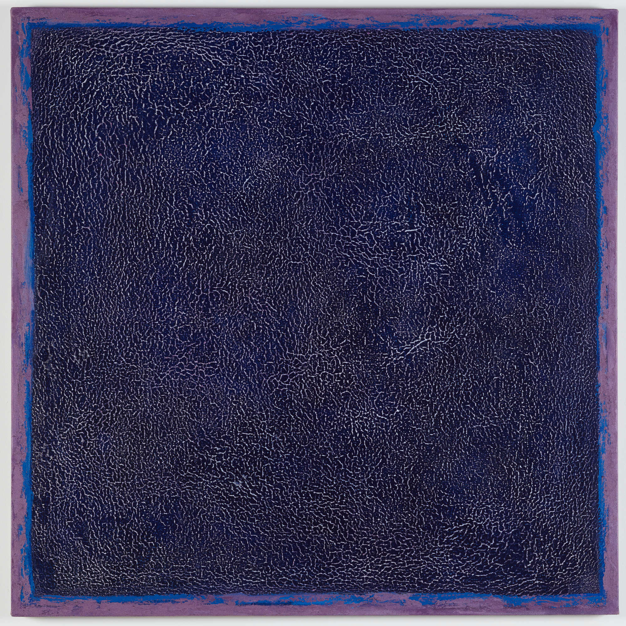 Michele Theunissen, Blue Crack, 2018-2019, glue-size, pigment, mica, oil on linen, 102 x 102cm