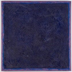 Michele Theunissen, Blue Crack, 2018-2019, glue-size, pigment, mica, oil on linen, 102 x 102cm
