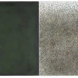 Michele Theunissen, Empty, 2019, glue-size, egg tempera, pigment, artists inks on canvas, 102 x 204cm (2 panels)