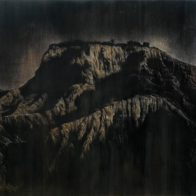 Emergence - Gallipoli, 2019, gesso, rust effect paint, rust converter, sealant on wood panel, 82 x 102cm