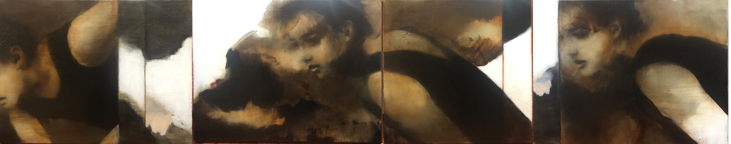 Rachel Coad, Sequence, 2019, mixed media on linen, 50 x 248cm (4 panels). St John of God Health Care Collection