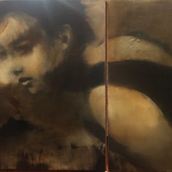 Rachel Coad, Sequence, 2019, mixed media on linen, 50 x 248cm (4 panels). St John of God Health Care Collection