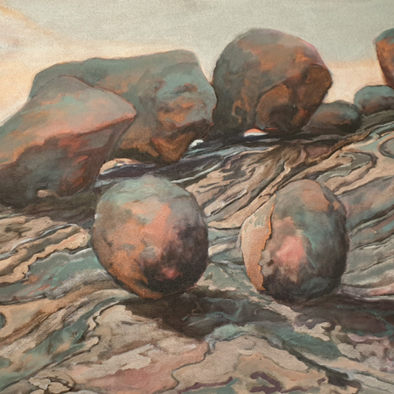 Sacred Rocks - Gwambygine, 2019, acrylic on canvas, 61 x 122cm (detail)