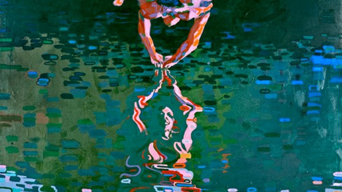 George Haynes, A Swan Lake, 1977, acrylic on canvas, 183 x 175cm. State Art Collection