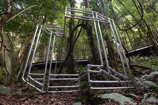Jennifer Cochrane, Impossible Shadow 14, 2019, aluminium pipe and galvanised handrail fittings, 300 x 300 x 130cm