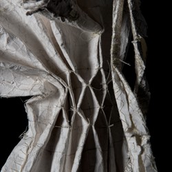 Susan Roux, Washing Bag, 2018, Canson paper, thread, carbon, 60 x 40 x 40cm (detail 2)