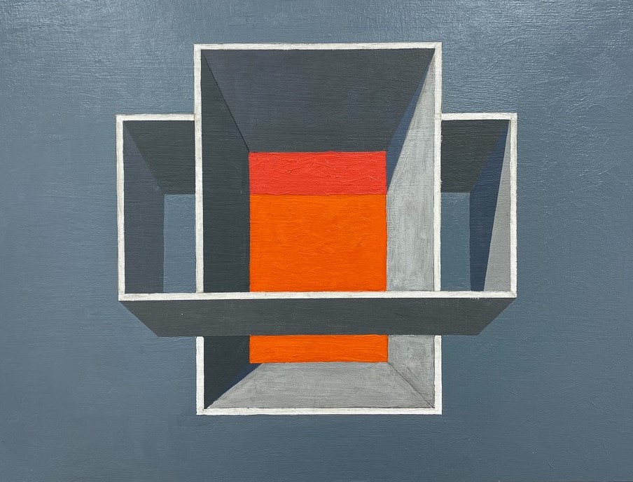 Caspar Fairhall, Double Space, 2019, acrylic and oil on wood, 23 x 30cm