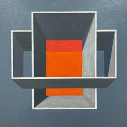 Caspar Fairhall, Double Space, 2019, acrylic and oil on wood, 23 x 30cm