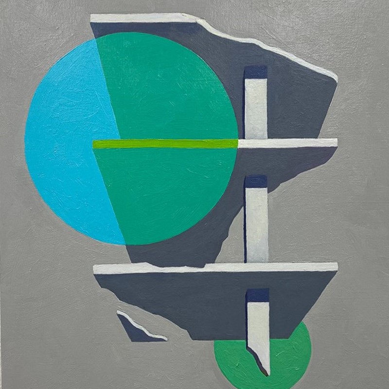 Eroded Structure, 2019, acrylic and oil on wood, 30 x 23cm