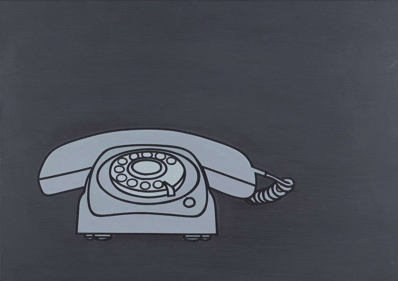 Carol Rudyard, Untitled (black telephone landscape), oil on board, 29 x 42cm