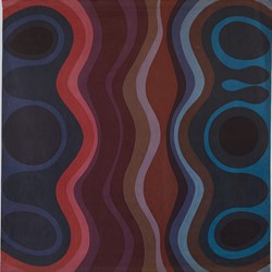 Carol Rudyard, Untitled (wall hanging), c.1970, screenprint on fabric, 184 x 92cm
