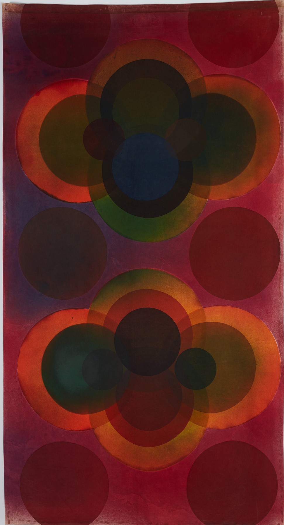 Carol Rudyard, Wall Hanging II, 1974, screenprint on fabric, 260 x 142cm