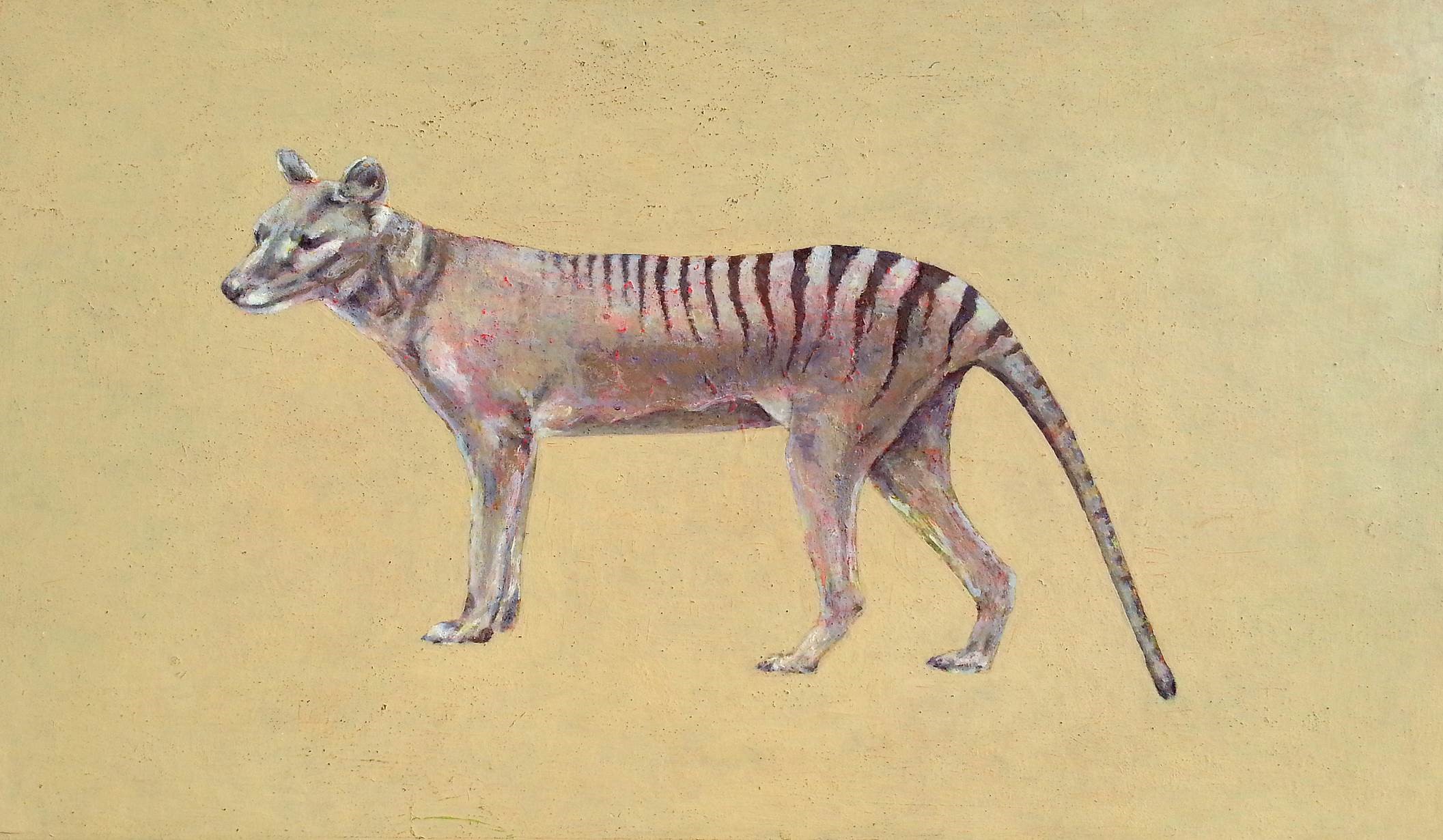 Ron Nyisztor, Thylacine's Beacon, 2015, oil on found panels, 60 x 125cm (each, diptych)