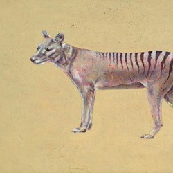 Ron Nyisztor, Thylacine's Beacon, 2015, oil on found panels, 60 x 125cm (each, diptych)