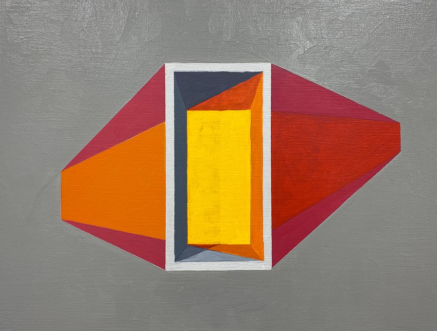 Caspar Fairhall, Double Projection, 2019, acrylic and oil on wood, 23 x 30cm