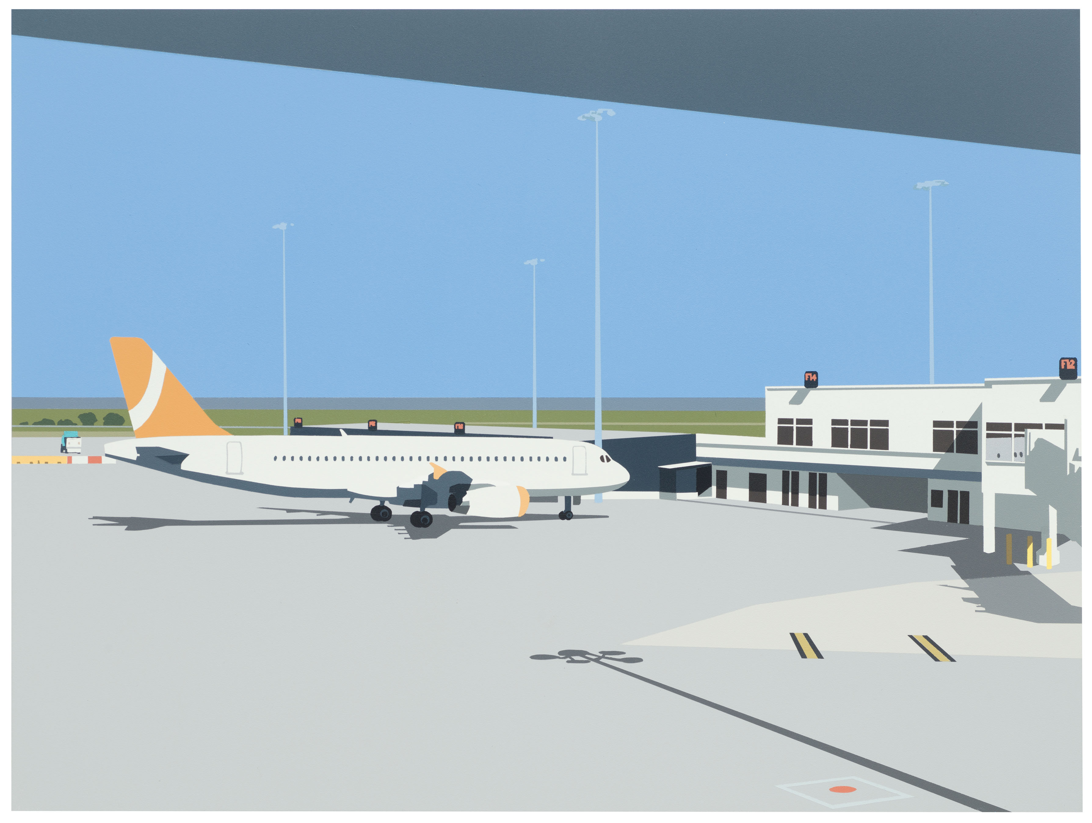 Joanna Lamb, Airport, 2019, acrylic on board, 46 x 61cm