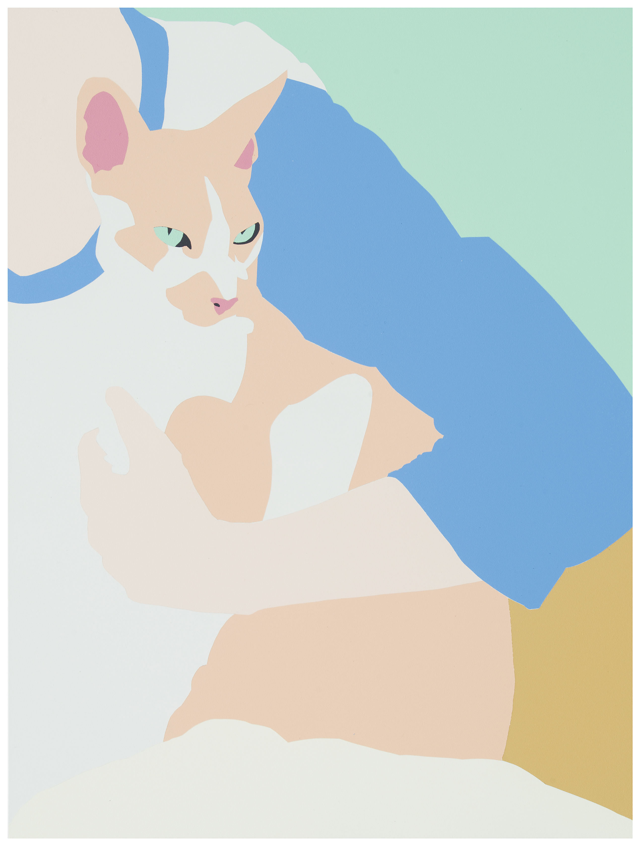 Joanna Lamb, Boy and Cat, 2019, acrylic on board, 40.5 x 30.5cm