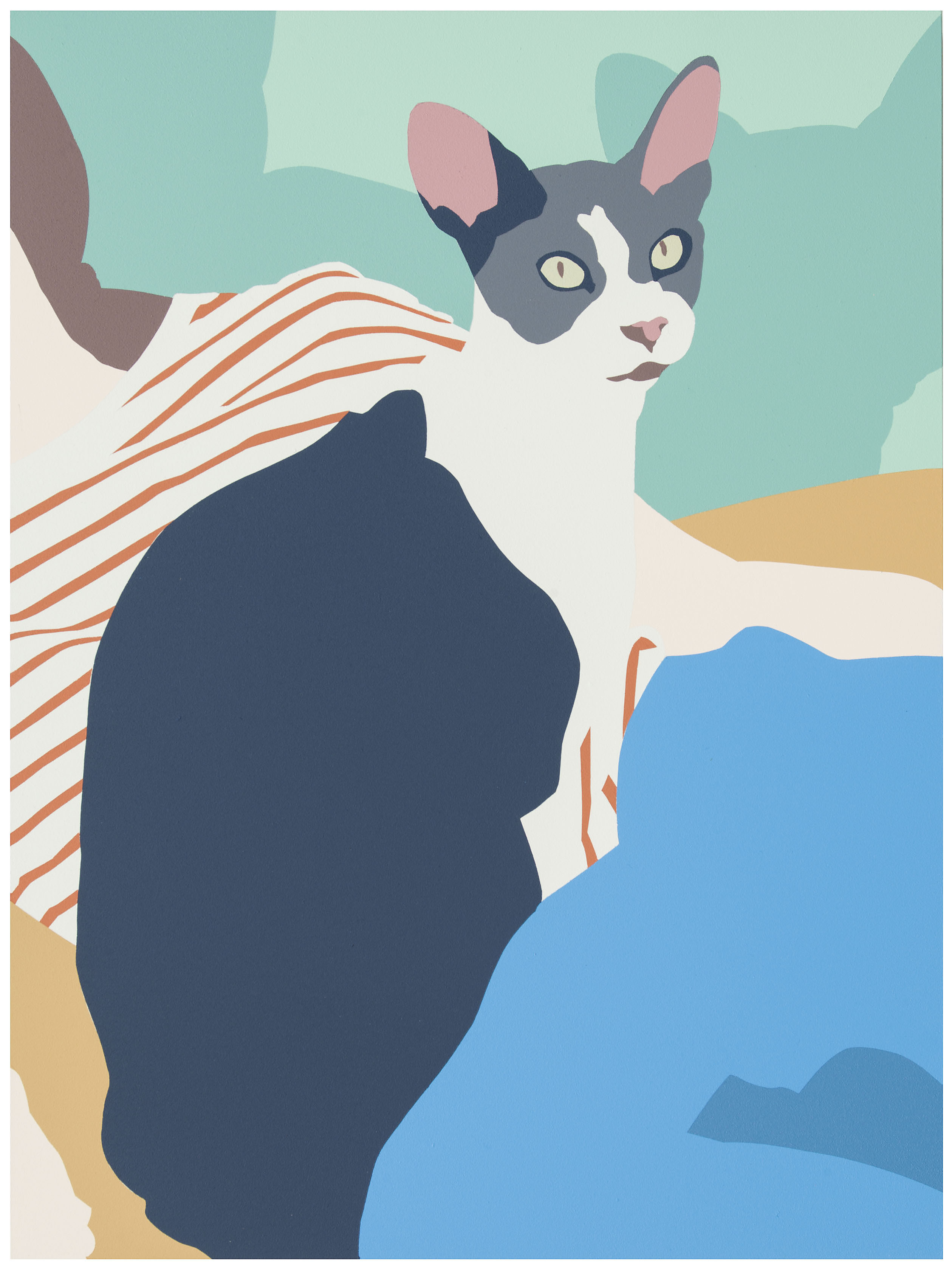 Joanna Lamb, Girl and Cat, 2019, acrylic on board, 40.5 x 30.5cm