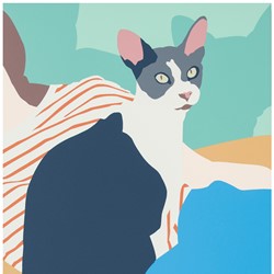 Joanna Lamb, Girl and Cat, 2019, acrylic on board, 40.5 x 30.5cm