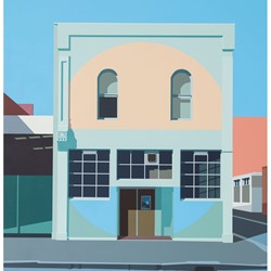 Joanna Lamb, Industrial Streetscape 02, 2019, acrylic on Superfine polyester, 152 x 122cm