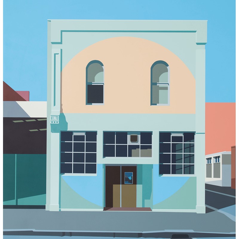 Industrial Streetscape 02, 2019, acrylic on Superfine polyester, 152 x 122cm