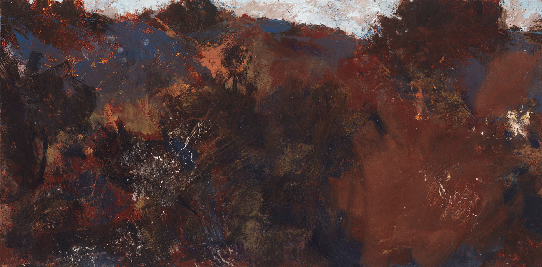 Merrick Belyea, Clontarf Hill I, 2019, oil on board, 30 x 60cm