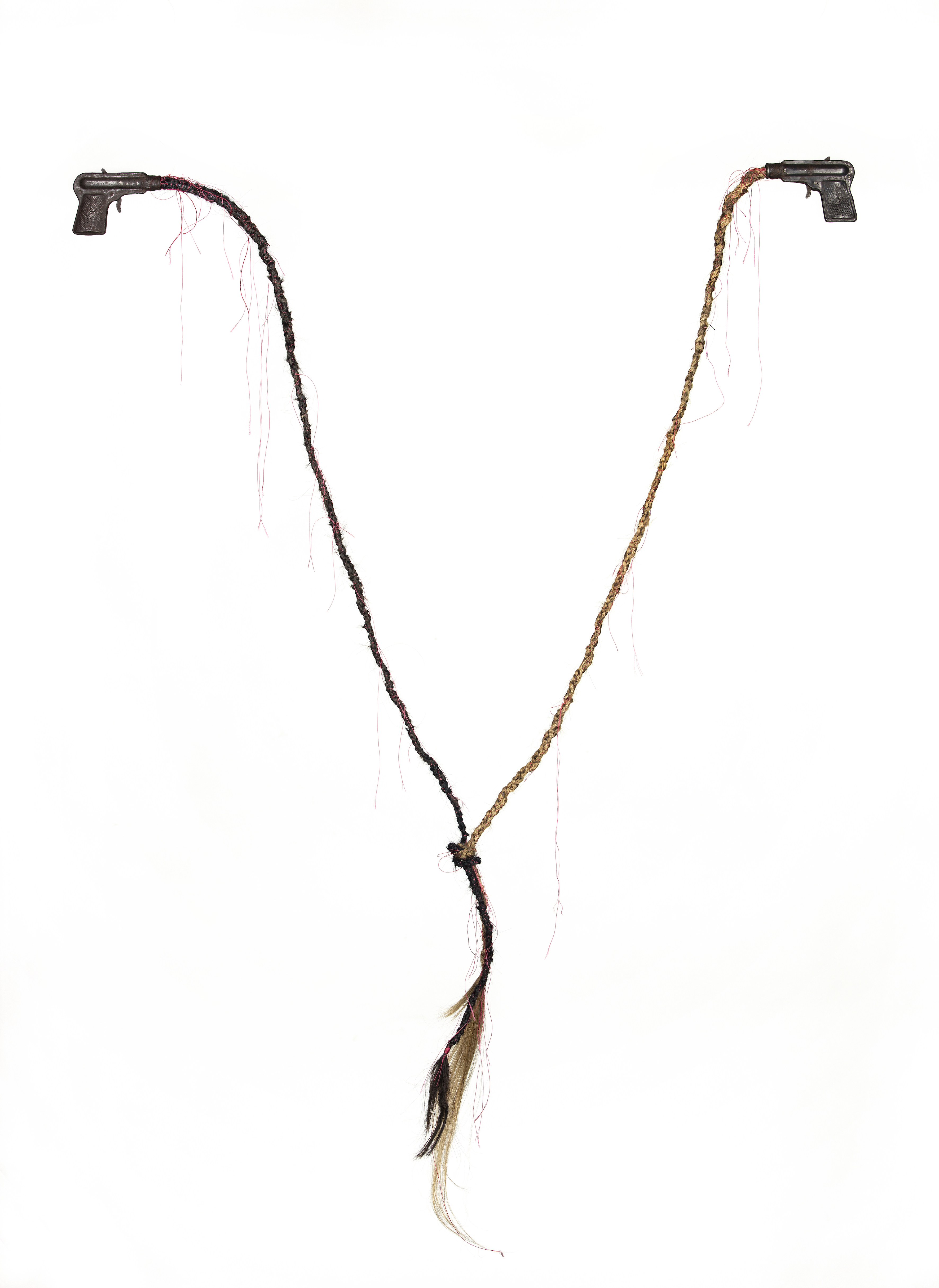 Olga Cironis, Crazy for You, 2017, repurposed toys, hair and cotton thread, 150 x 100 x 2cm