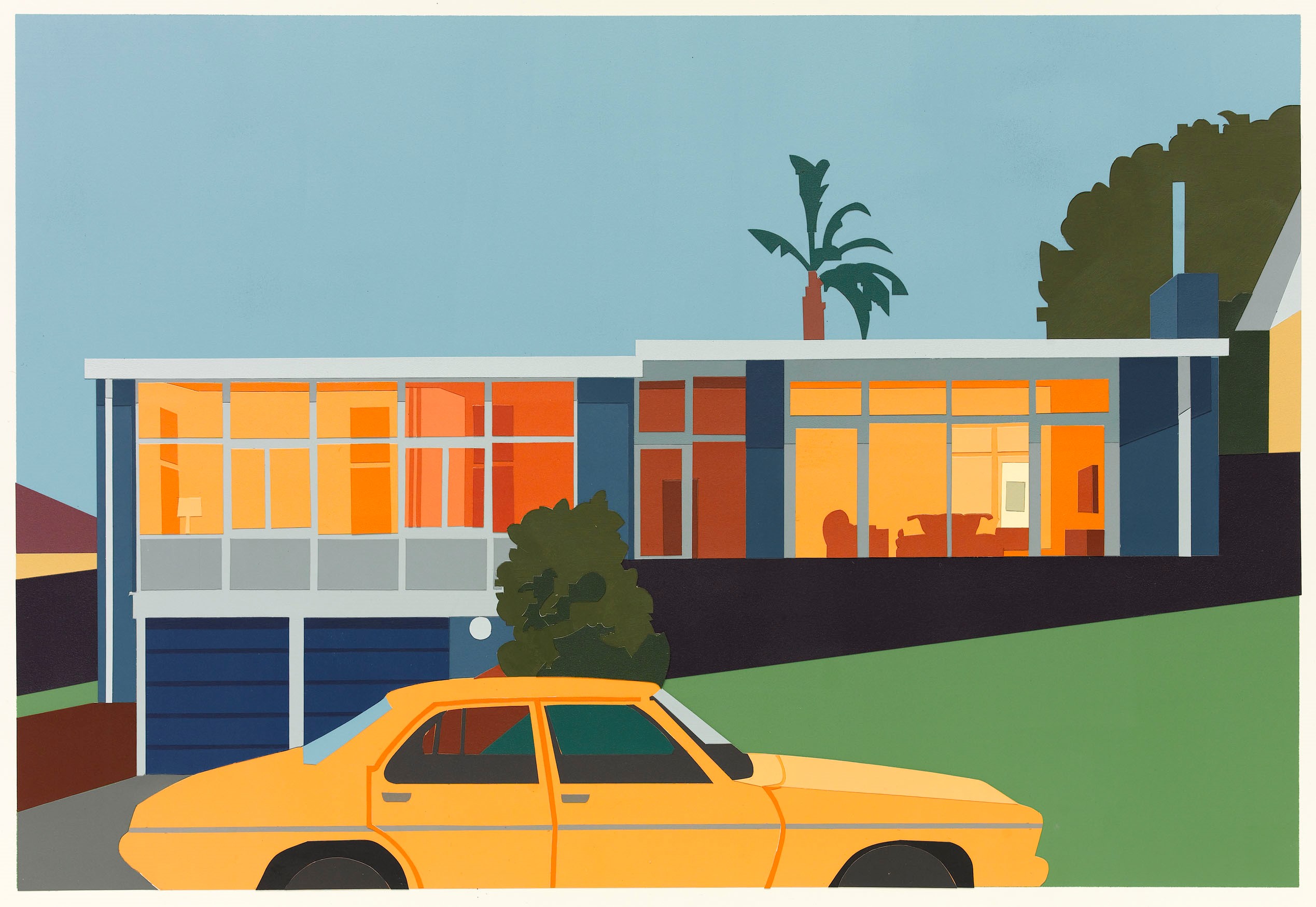 Joanna Lamb, Suburban House 4, 2014, acrylic on paper, 45 x 65cm. Murdoch University Art Collection