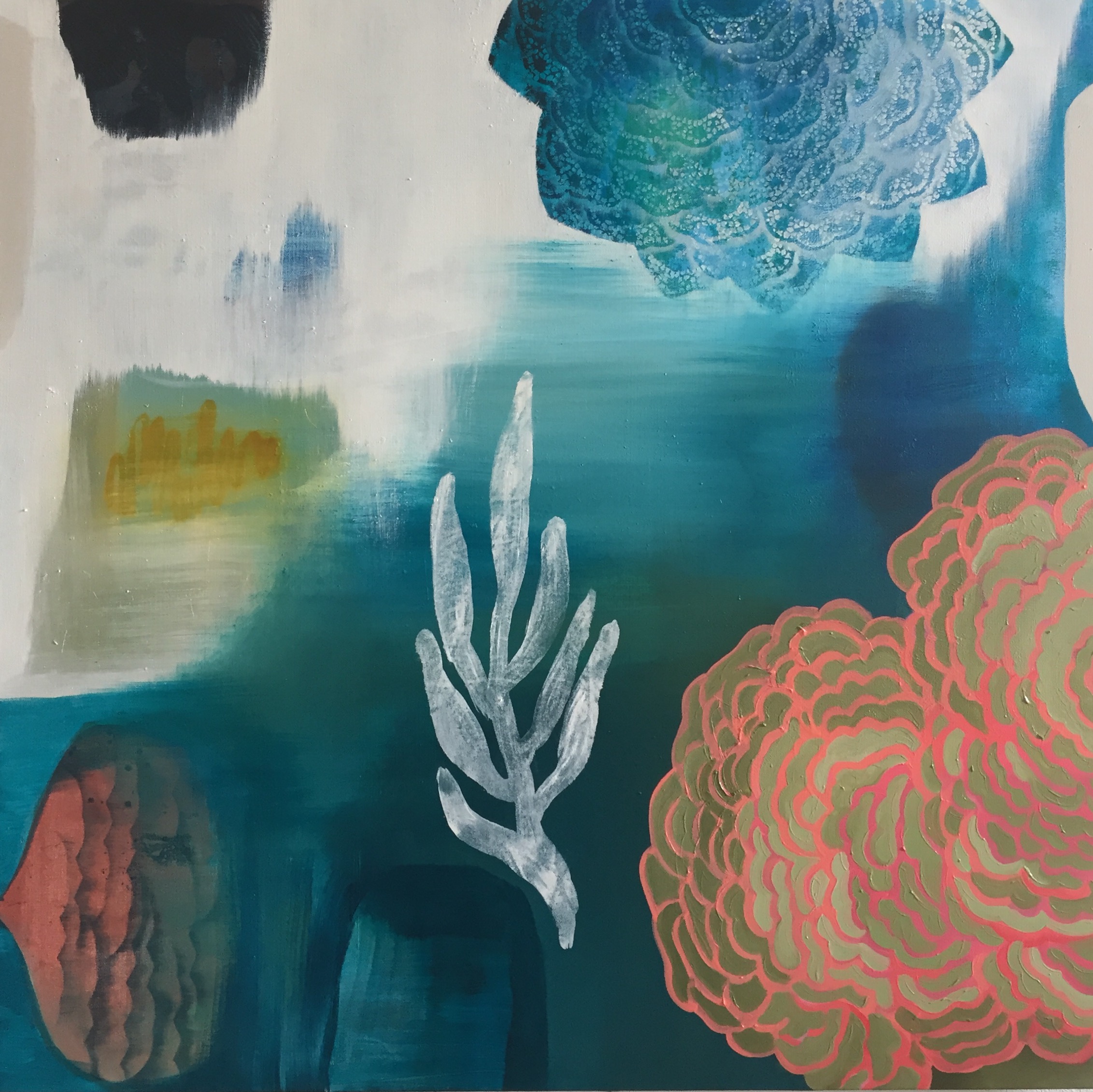 Jo Darbyshire, Blue Lagoon #2, oil on canvas, 90 x 90cm